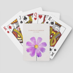 Floral Watercolor Cosmos Daisy Terracotta Wedding Playing Cards