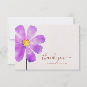 Floral Watercolor Cosmos Daisy Terracotta Wedding Thank You Card