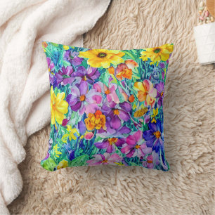 Floral Watercolor Cute Pattern Throw Pillow
