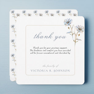 Floral Watercolor Daisy Funeral Memorial Thank You Card