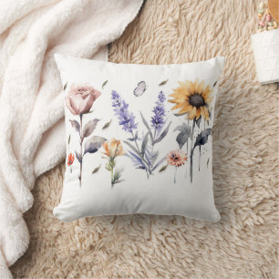 Floral Watercolor Design – Elegant and Artistic Gi Throw Pillow