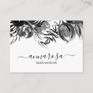 *~* Floral Watercolor Elegant Black Flowers Simple Business Card