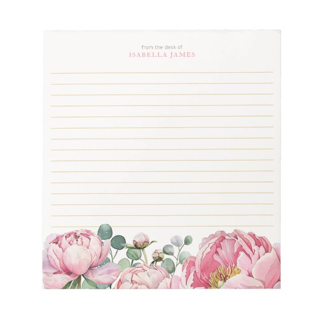 Floral Watercolor Eucalyptus Greenery Personalized Notepad (Front)