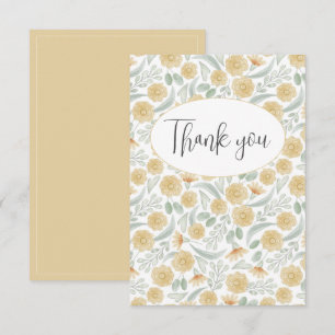 Floral Watercolor Flat Thank You Card