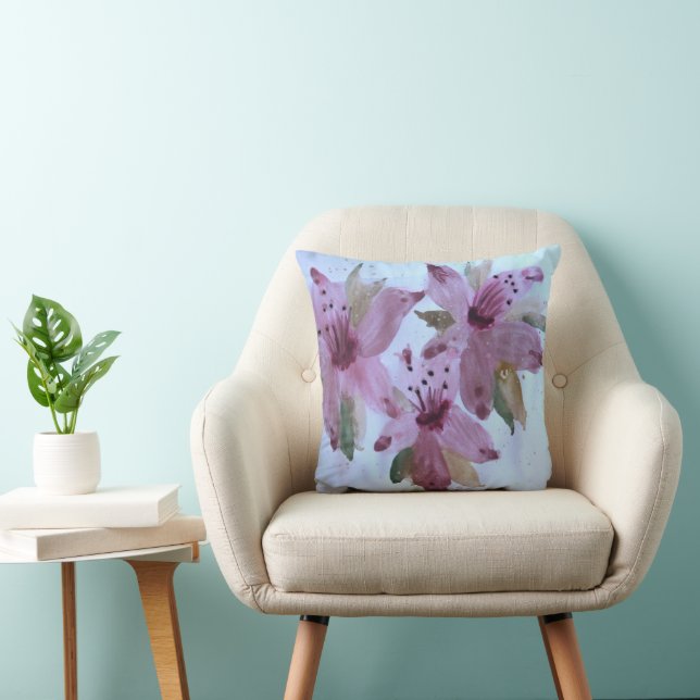 Floral watercolor floral throw pillow (Chair)