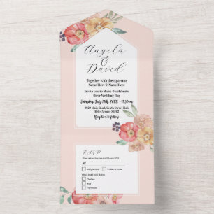 Floral Watercolor Floral Wedding Invite & RSVP