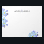 Floral Watercolor forget me not monogram name Notepad<br><div class="desc">Botanical Watercolor Forget me not flowers personalized notepad
 Watercolor leaves design with monogram and name.
 You can personalize it and add your own name or text and monogram.</div>