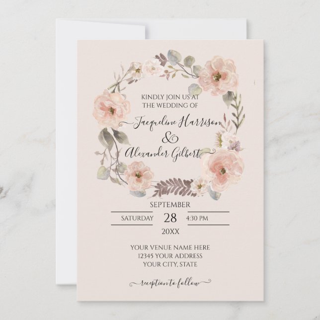 Floral Watercolor greenery rustic botanical blush (Front)