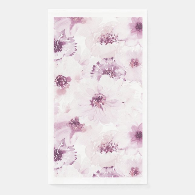 Floral Watercolor Guest Towel Napkin (Front)