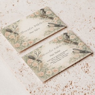 Floral Watercolor Hair Stylist Branding Business Card