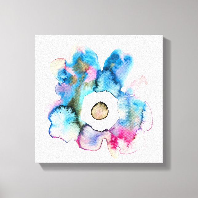 Floral watercolor hand drawn abstract art canvas print (Front)