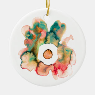 Floral watercolor hand drawn abstract art ceramic ornament