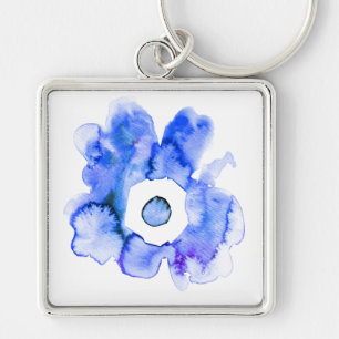 Floral watercolor hand drawn abstract art keychain