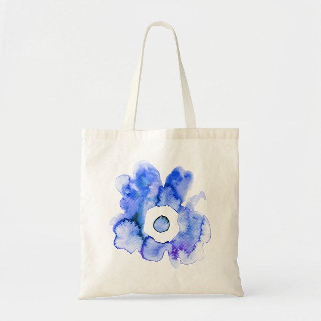 Floral watercolor hand drawn abstract art tote bag (Front)