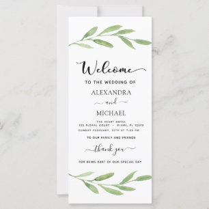 Floral Watercolor Hand Lettered Wedding Program