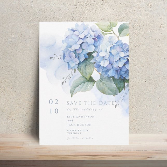 Floral Watercolor Hydrangea Wedding Save The Date  Invitation (Creator Uploaded)