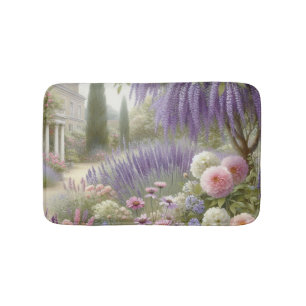 Floral watercolor in soft pastel colors bath mat