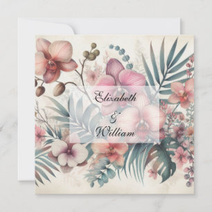 Floral watercolor in soft pastel colours invitation