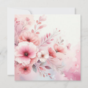 Floral watercolor in soft pastel colours invitation