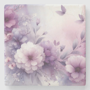 Floral watercolor in soft pastel colours  stone coaster