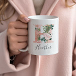 Floral Watercolor Initial Mug - H<br><div class="desc">Give this gorgeous mug as a gift to your bridal party, mother or friend!!</div>