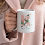 Floral Watercolor Initial Mug - K<br><div class="desc">Give this gorgeous mug as a gift to your bridal party,  mother or friend!!</div>