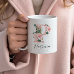 Floral Watercolor Initial Mug - P<br><div class="desc">Give this gorgeous mug as a gift to your bridal party, mother or friend!!</div>