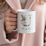Floral Watercolor Initial Mug - U<br><div class="desc">Give this gorgeous mug as a gift to your bridal party, mother or friend!!</div>