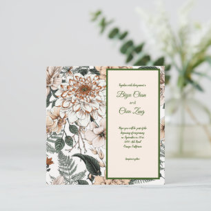 Floral Watercolor & Ink Wedding Invitation
