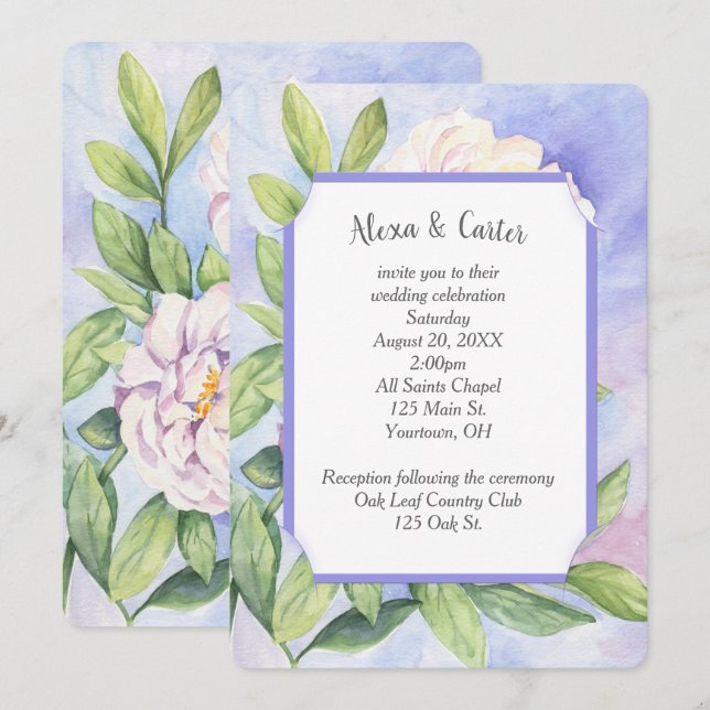 Floral Watercolor Invitation (Front/Back)