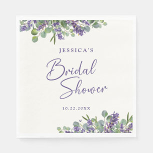 Floral Watercolor Lavender & Eucalyptus Napkin