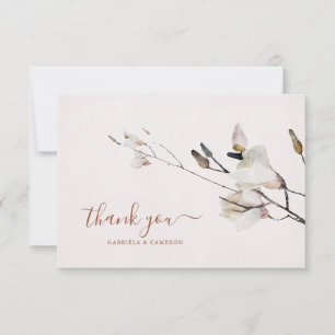 Floral Watercolor Magnolia Terracotta Thank You Card