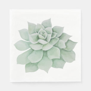 Floral Watercolor Mint Green Succulent Cactus Napkin