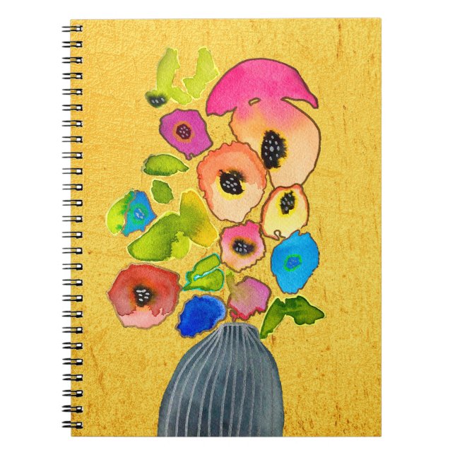 Floral watercolor modern flower art notebook (Front)