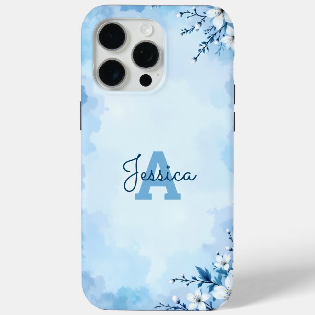 Floral Watercolor Monogram Personalized Case-Mate iPhone Case (Back)
