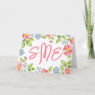 Floral Watercolor Monogram Stationery Thank You Card