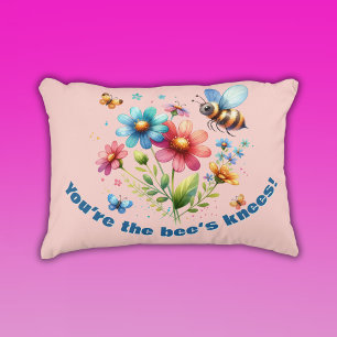Floral Watercolor Monogram You're the Bee's Knees Accent Pillow