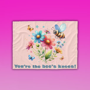Floral Watercolor Monogram You're the Bee's Knees  Fleece Blanket