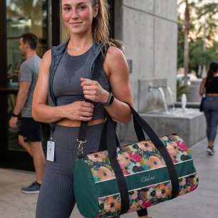 Floral Watercolor Name Duffle Bag