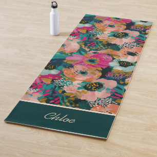 Floral Watercolor Name  Yoga Mat