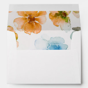 Floral Watercolor Navy Fall and Gold Wedding Envelopes