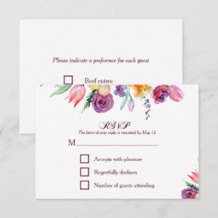 Floral Watercolor on White RSVP and Menu