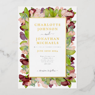 Floral Watercolor Orange Gold Wedding