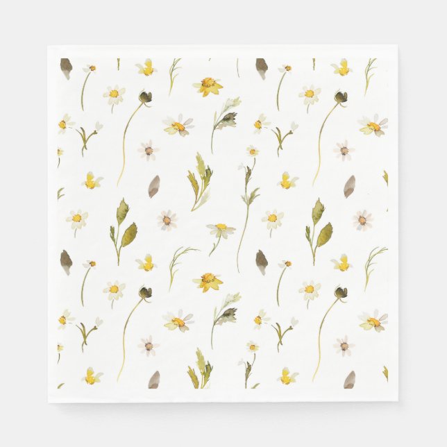 Floral Watercolor Paper Napkin (Front)