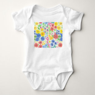 Floral watercolor pattern baby bodysuit