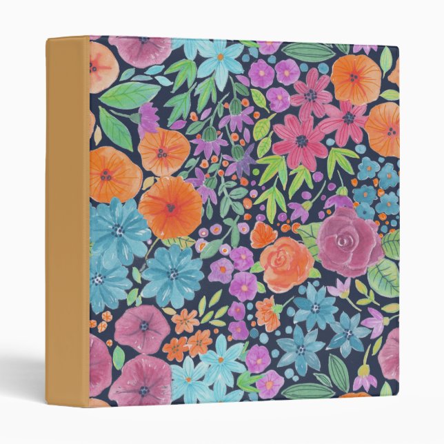 Floral watercolor pattern binder (Front/Spine)