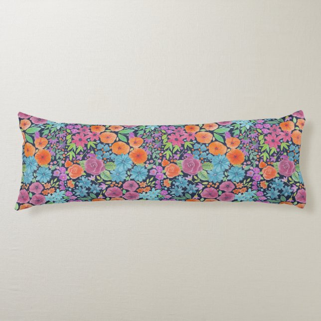 Floral watercolor pattern body pillow (Front)