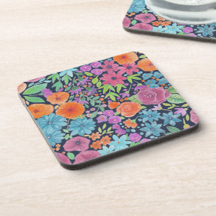 Floral watercolor pattern coaster