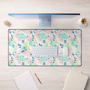 Floral Watercolor Pattern Desk Mat