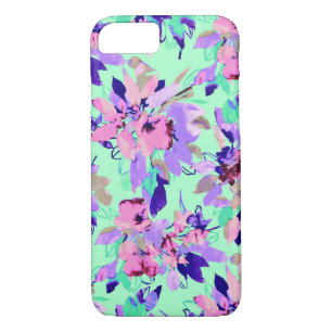 Floral watercolor pattern flower teal purple pink Case-Mate iPhone case
